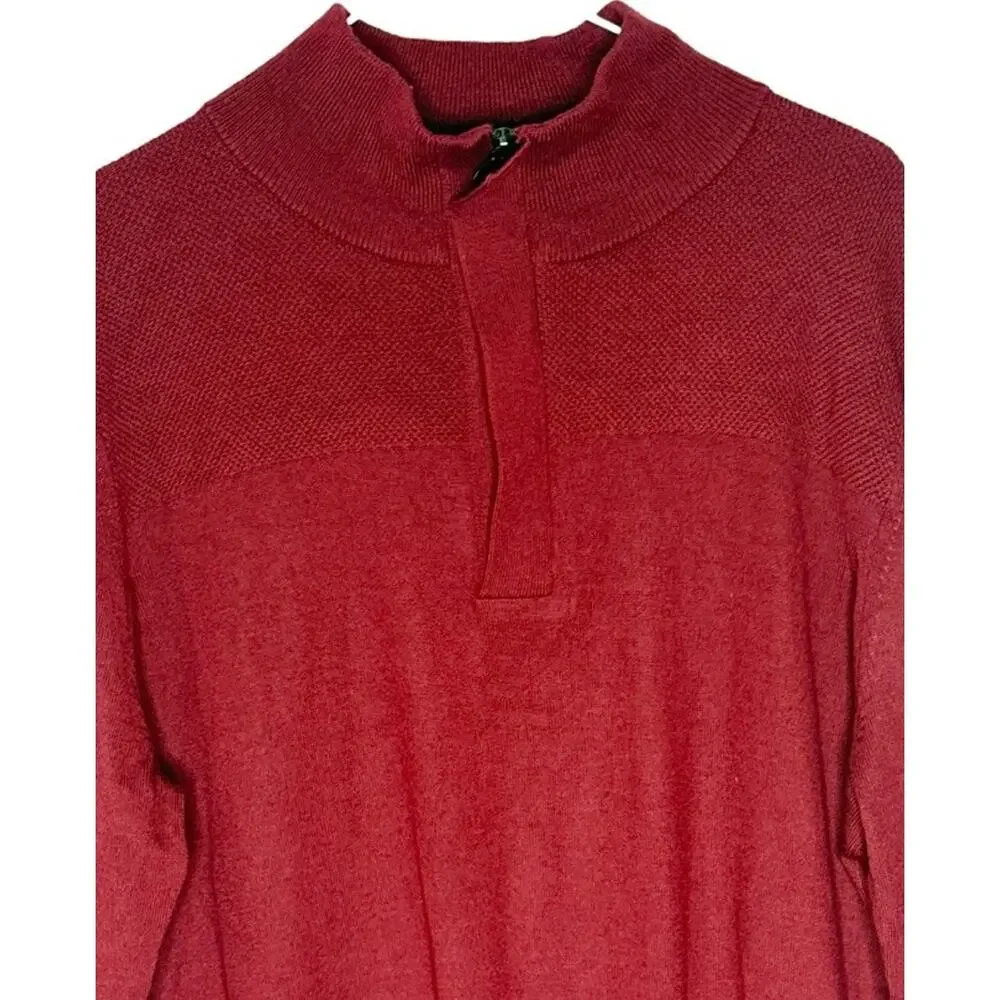 Banana Republic Mens Size XL Merino Wool 1/4 Zip Collared Soft Sweater‎ Wine Red